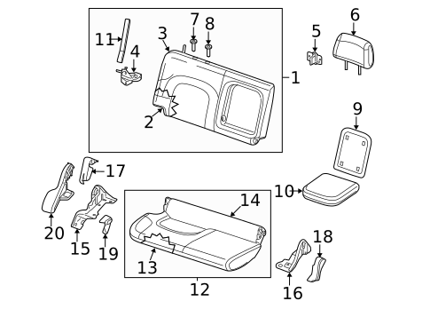 Rear Seat Components for 2020 Nissan Frontier #1