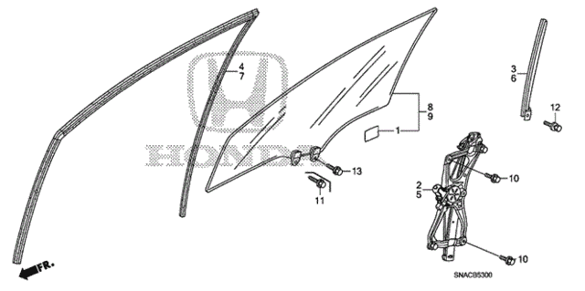 Front Door Glass - Door Regulator for 2010 Honda Civic #0