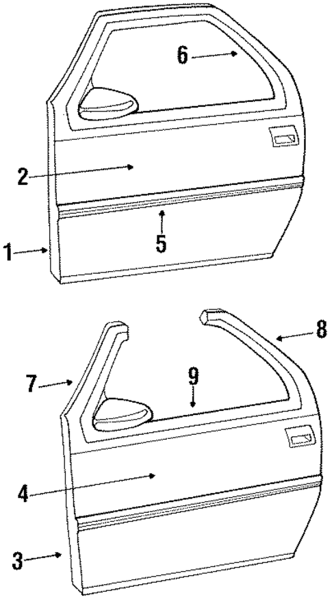Exterior Trim - Door for 1990 Dodge Daytona #0