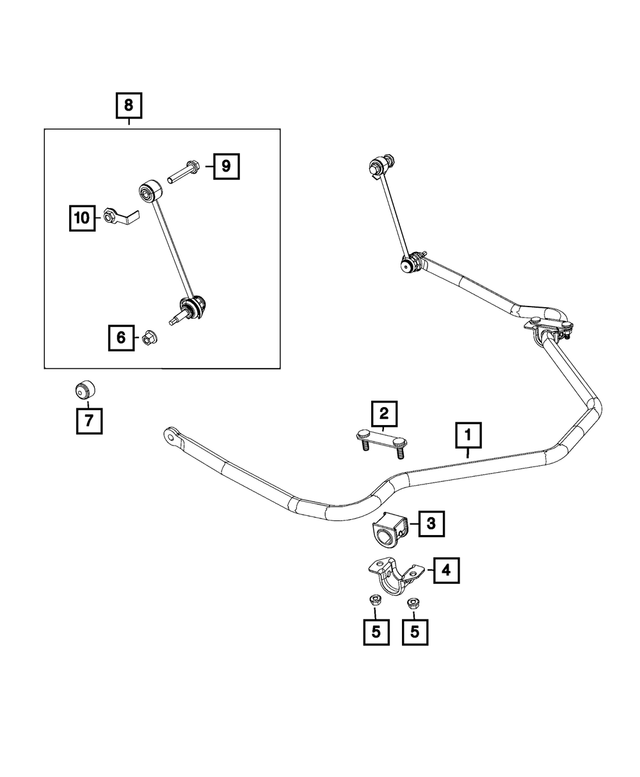 68160331AA - Rear Suspension: Rear Suspension Stabilizer Bar for Mopar Image