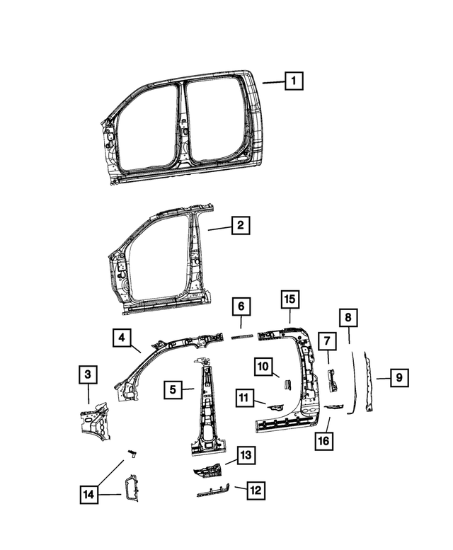 68575163AA - Body Sheet Metal Except Doors: B-pillar Reinforcement, Left for Mopar Image