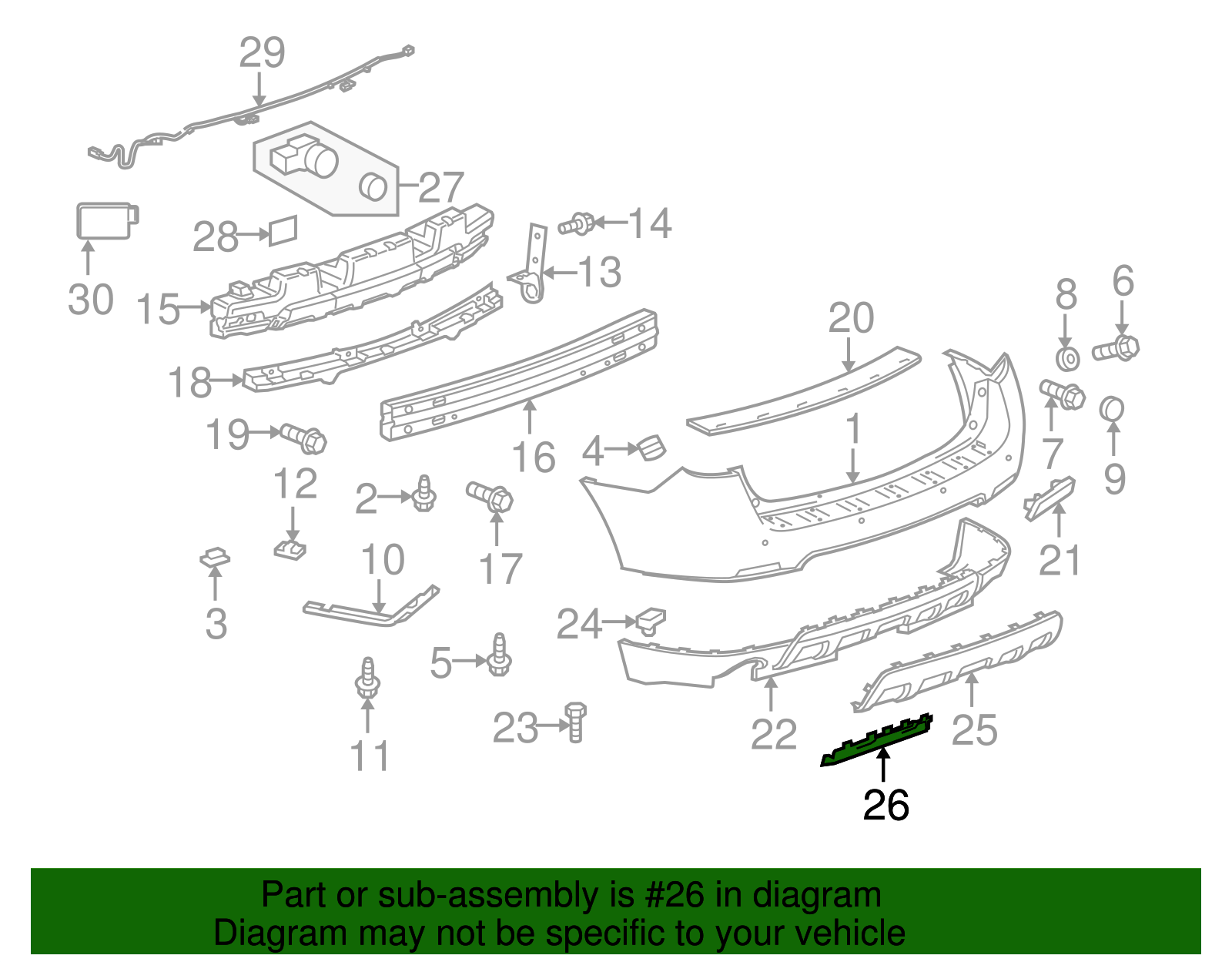 海外ペーパーオーダー9,10,11 2010-2015 Chevrolet Equinox Charcoal Rear Bumper Fascia