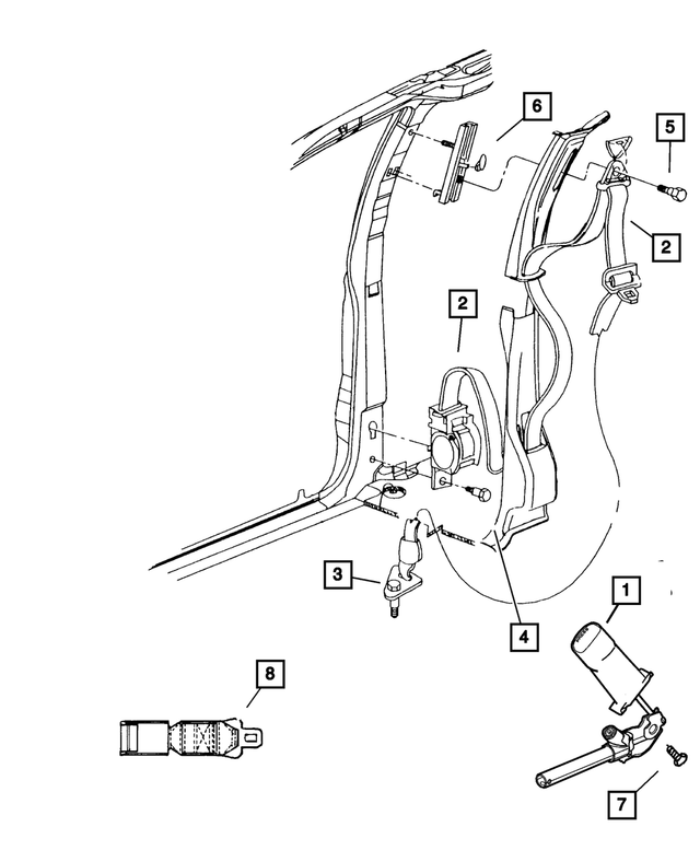 WP151QLAD - Interior Trim: Front Inner Seat Belt, Left for Mopar Image