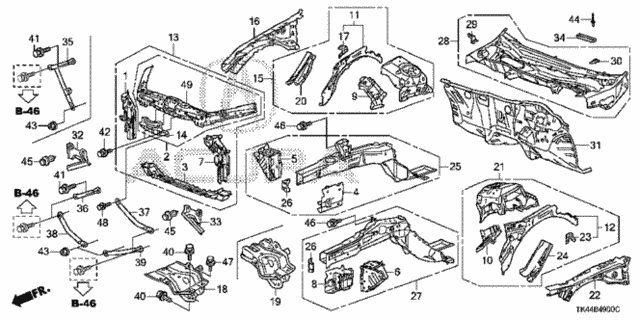 Front Bulkhead - Dashboard for 2011 Acura TL #0