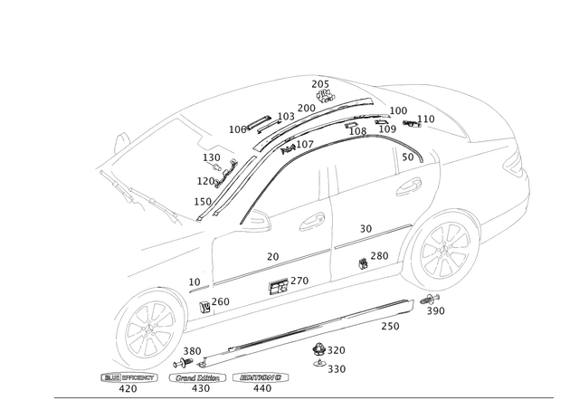 2046907682 - Trim and Lining: Water Deflector for Mercedes-Benz: C250, C300, C350 Image image