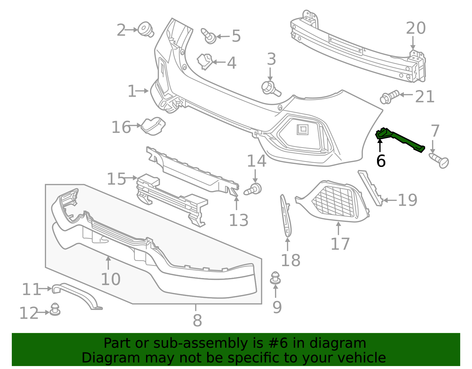 71593-TGH-A00 - 2017-2021 Honda Civic - Spacer R Rear Bumper Side ...