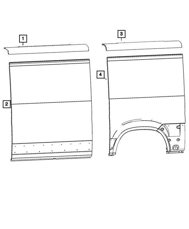 68095743AA - Body Sheet Metal Except Doors: Body Side Aperture Outer Panel for Mopar Image