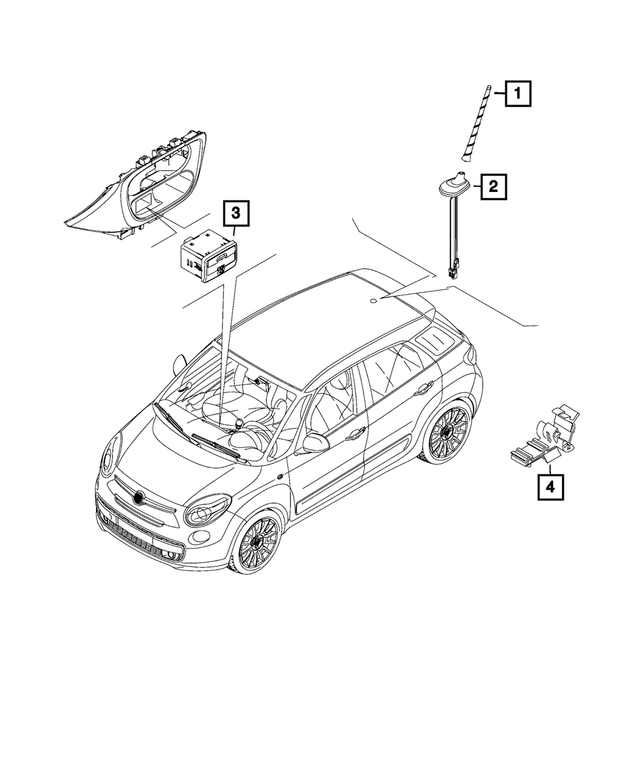 68295753AA - Mopar Accessories - Component Parts: Cable &amp; Base Assy Antenna for Fiat: 500, 500L | Ram: ProMaster 1500, ProMaster 2500, ProMaster 3500, ProMaster City Image