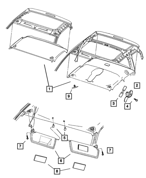 Headliner and Visor for 2001 Dodge Dakota #0