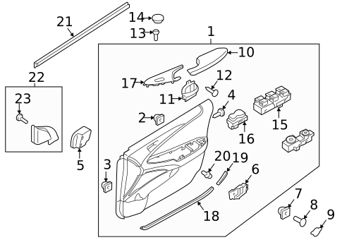 Interior Trim - Front Door for 2011 Hyundai Sonata #1
