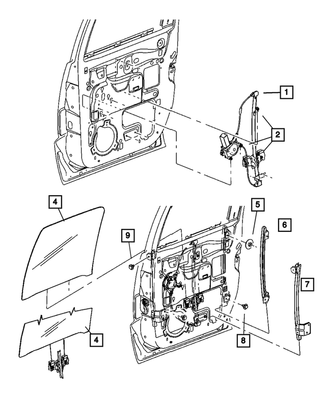 55359422AB - Doors and Related Parts: Rear Door Glass, Right for Mopar Image