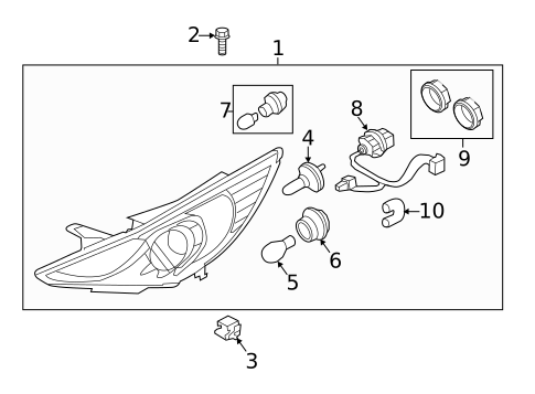 Headlamp Components for 2011 Hyundai Sonata #1