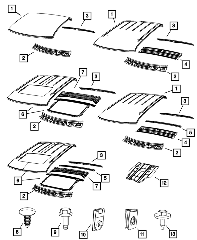 68584390AA - Body Sheet Metal Except Doors: Roof Rear Header for Mopar Image