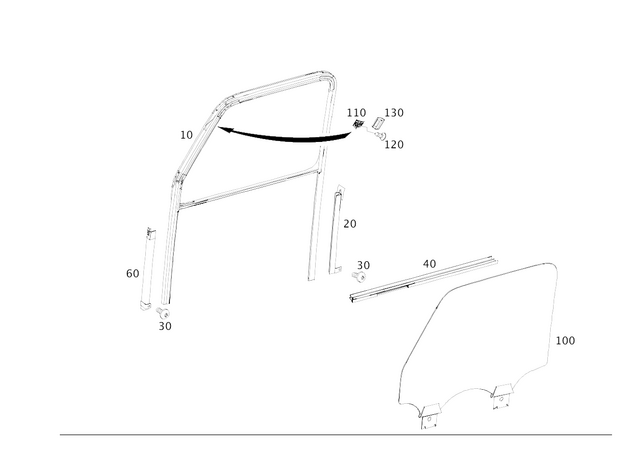 4637252200 - Front Doors: Sealing Rail for Mercedes-Benz: G500, G550, G580, G63 4x4 Squared AMG, G63 AMG Image image