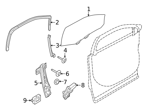 Glass - Front Door for 2016 Ford Police Interceptor Utility #0