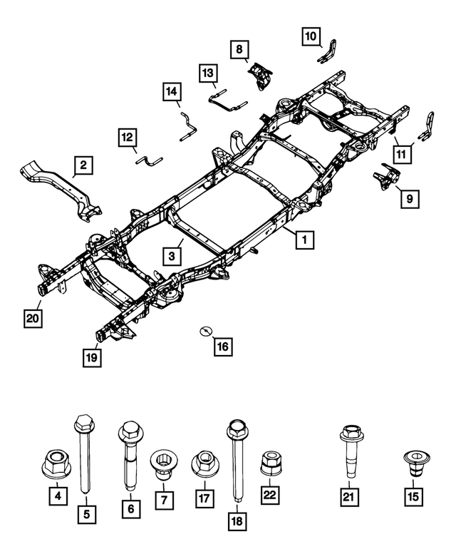 68268075AF - Frame, Bumper and Fascia: Chassis Frame Assembly for Ram: 1500, 1500 Classic Image