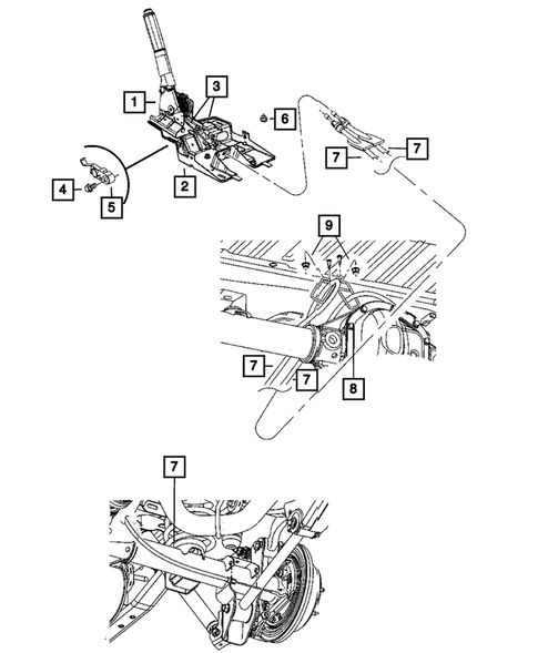 Parking Brake Lever, Cables, and Rear Disc Park Brake Assembly for 2019 Jeep Wrangler #1
