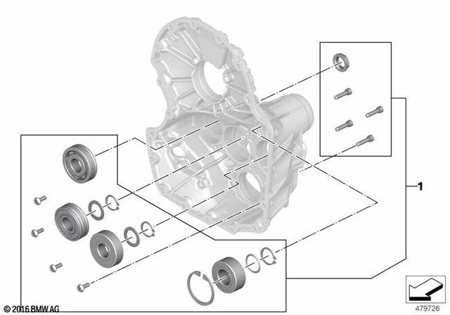 23008371443 - Manual Transmission: Set Camshaft Bearing Differential Cover -  for BMW-Motorrad Image
