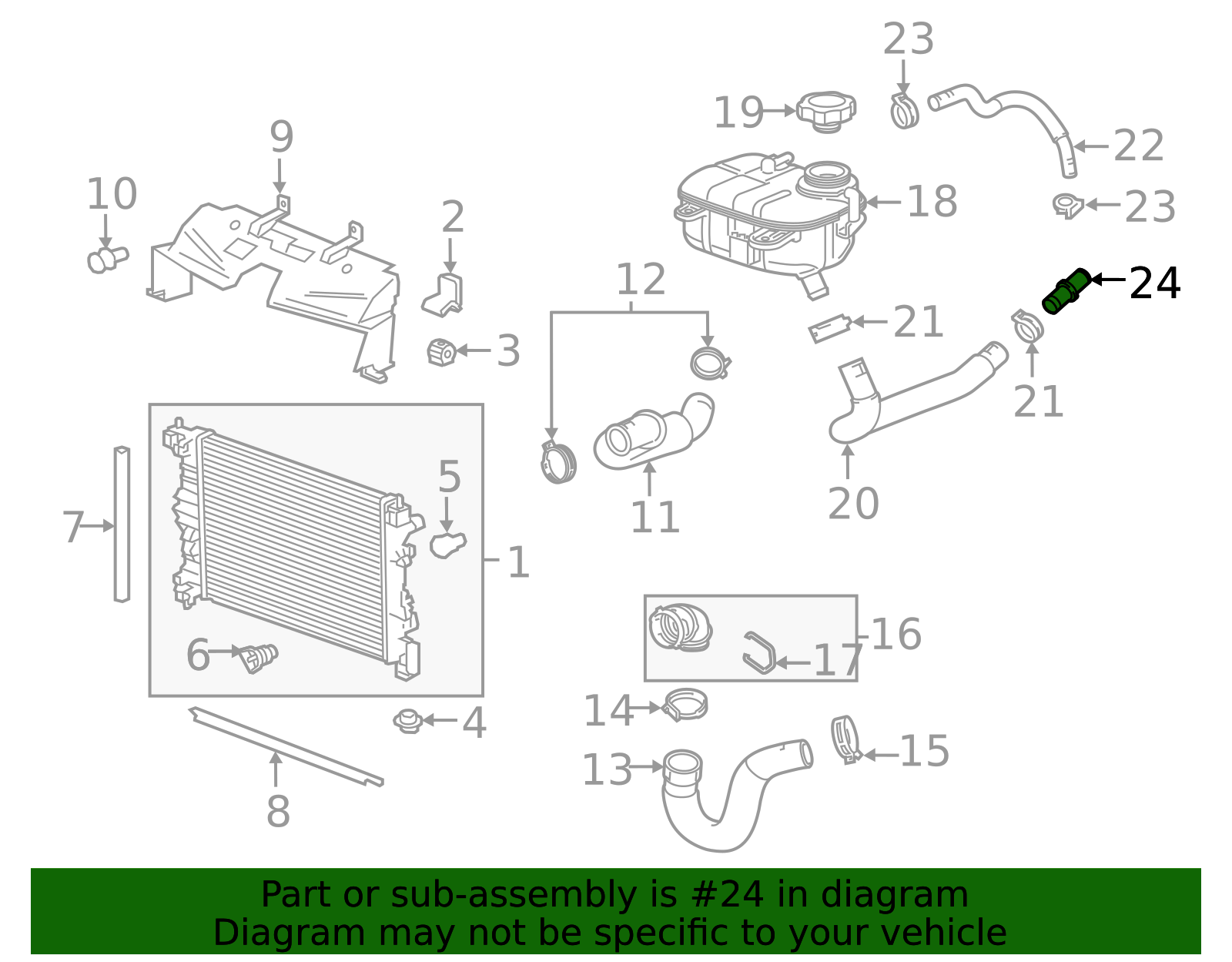2016-2022 Buick Encore Radiator Surge Tank Outlet Hose Tee 42401034 ...