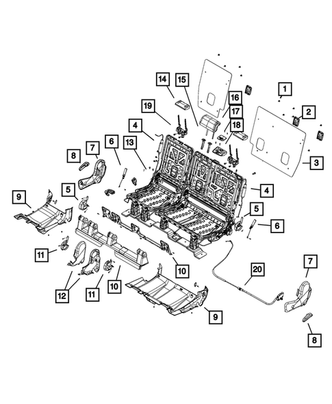 Rear Seats - Second Row - Adjusters, Recliners, Shields and Risers for 2015 Dodge Durango #0