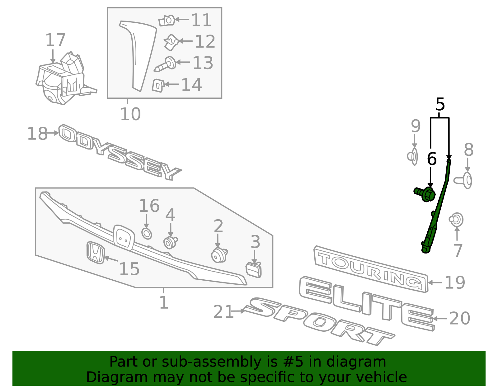 74895-THR-A00 - Lift-Gate Reveal Molding 2018-2024 Honda Odyssey ...