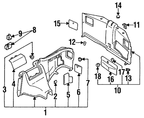 Rear Compartment Trim for 1994 Mitsubishi 3000GT #0