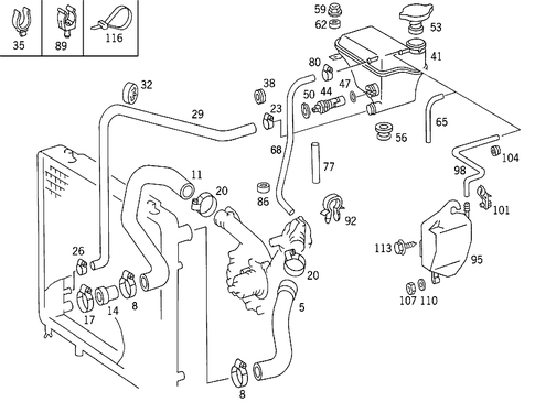 Expansion Tank, Mounting and Hoses for 1988 Mercedes-Benz 260E #0