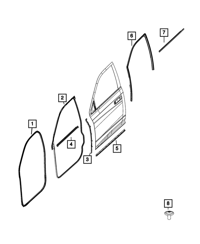 68544382AA - Doors, Door Mirrors and Related Parts: Front Door Belt Inner Weatherstrip, Right for Mopar Image