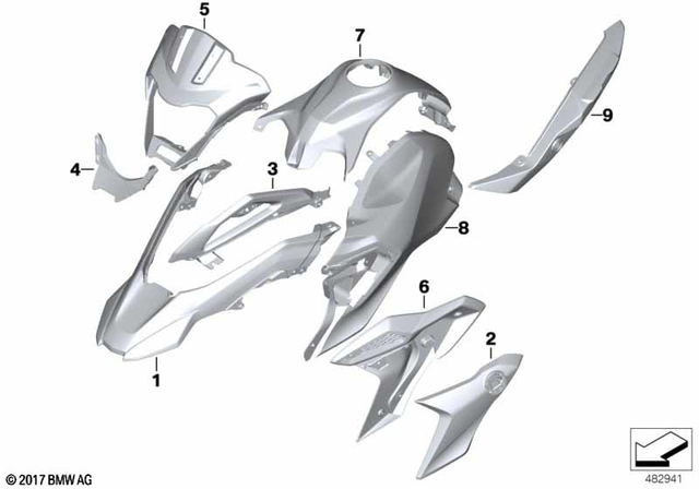 46618388541 - Body Equipment: Front Wheel Cover Blank Top - Rohteil /blank for BMW-Motorrad Image