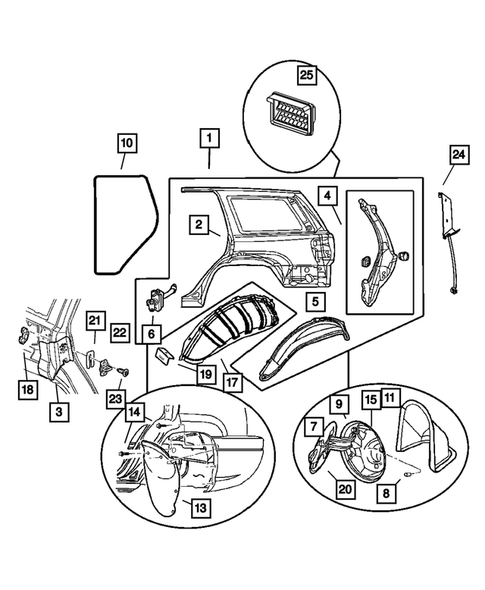 Quarter Panel and Pillars for 2004 Jeep Grand Cherokee #0