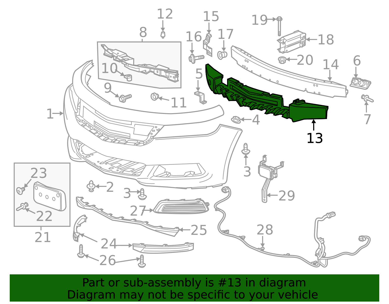 2014-2020 Chevrolet Impala Front Bumper Fascia Energy Absorber 22997123 ...