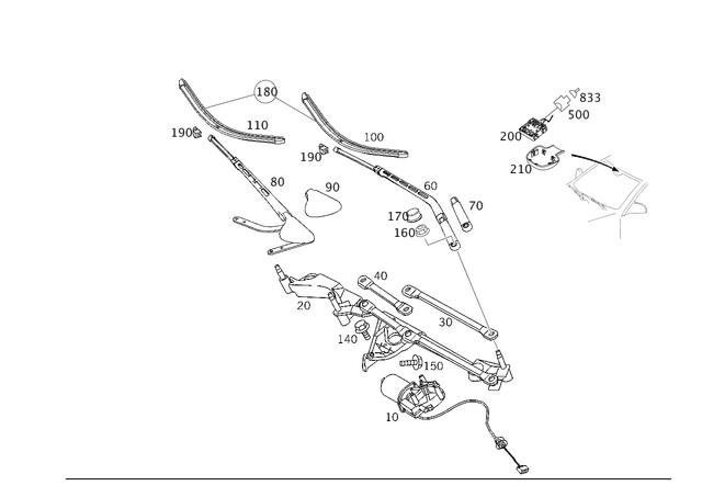 2038205542 - Electrical System: Wiper Motor for Mercedes-Benz: CLK320, CLK350, CLK500, CLK55 AMG, CLK550, CLK63 AMG Image image