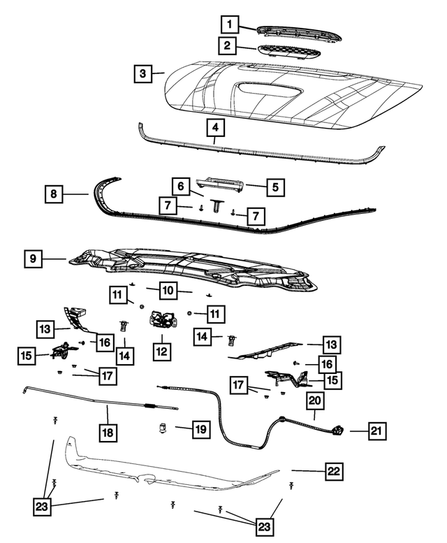 68142655AC - Body Sheet Metal Except Doors: Hood To Cowl Weatherstrip for Mopar Image