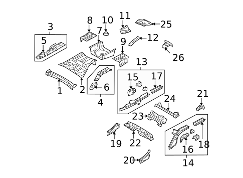 Rear Floor & Rails for 2009 Subaru Legacy #0