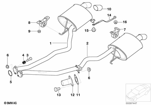 Exhaust System, Rear for 2005 BMW X5 3.0i #0