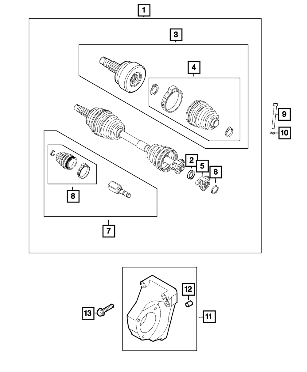 Stub Shaft Shaft Kit, Right - Mopar (68275702AA)