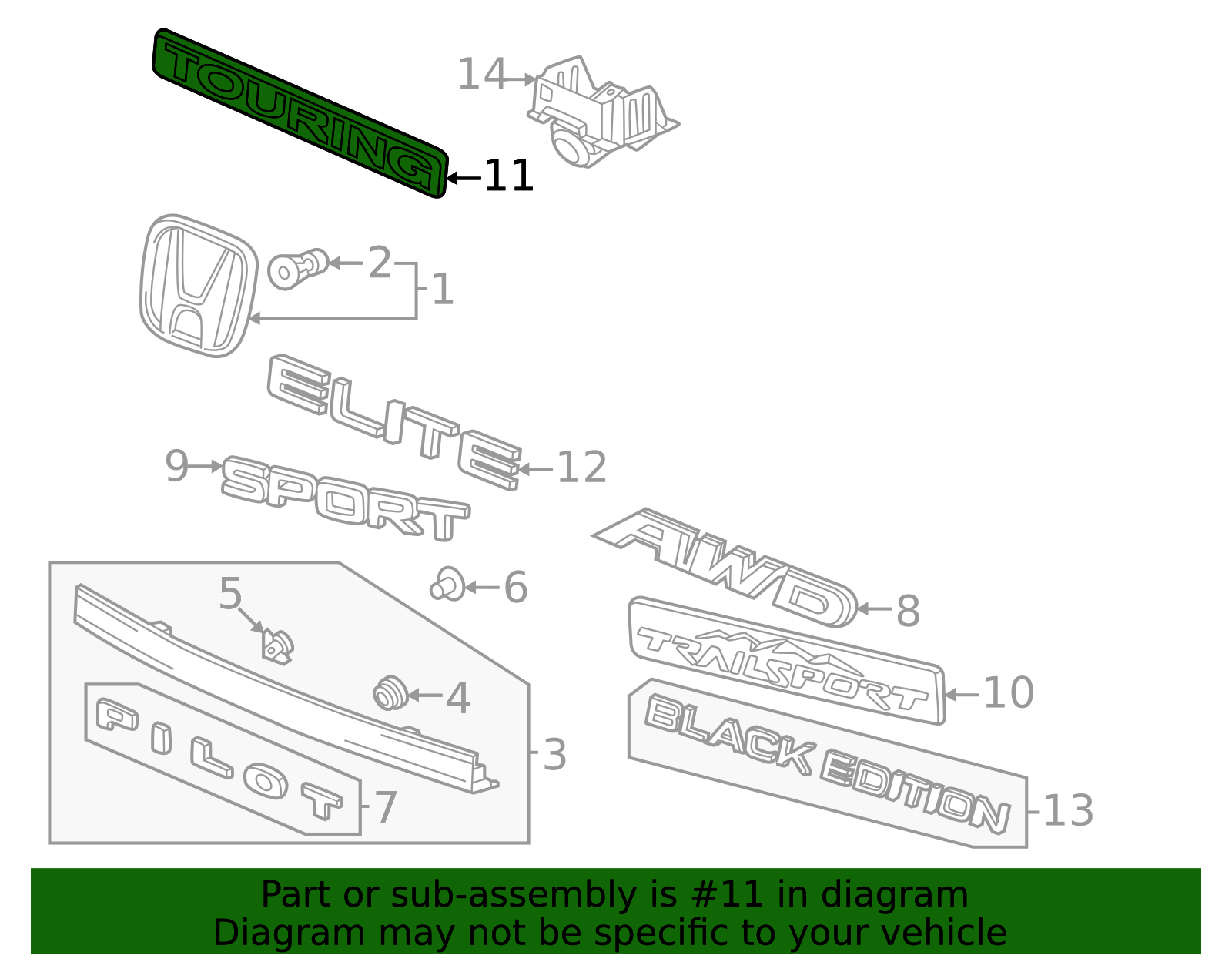 75716-T90-A01 - 2023-2025 Honda Pilot - Nameplate | Genuine Honda Parts