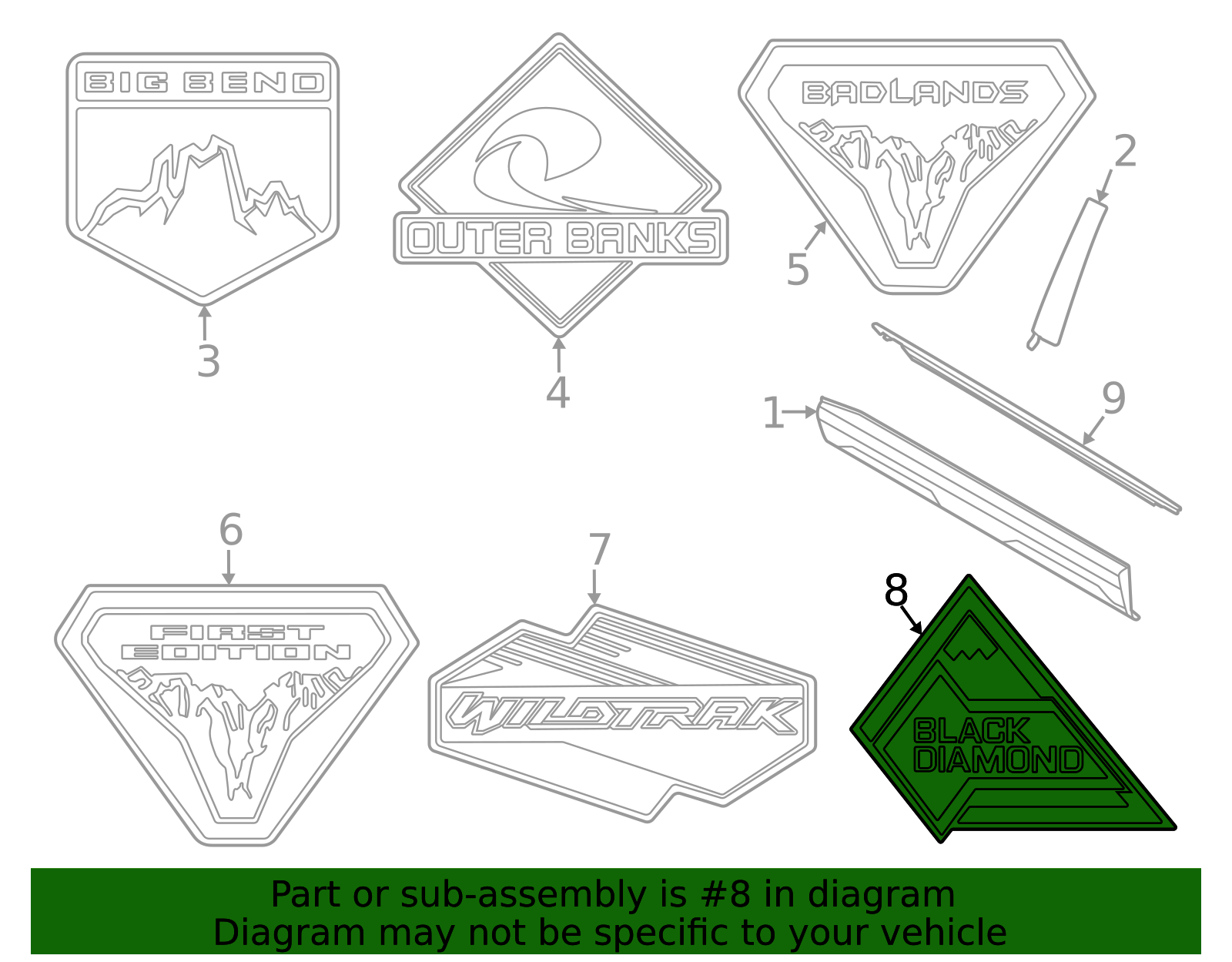 2021 Ford Bronco Sport | Decal | M1PZ-16720-D | Walls' Ford Parts