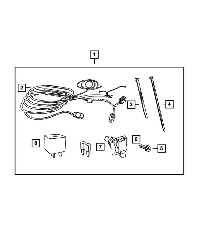 82209766AB - Mopar Accessories - Component Parts: Trailer Tow - 7 Way Wiring Kit for Mopar Image