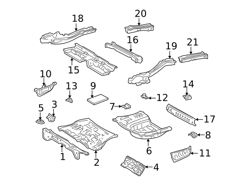 Rear Floor & Rails for 2005 Toyota Solara #1