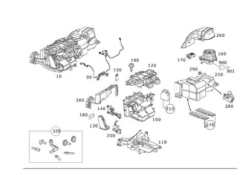 Heater and Evaporator Housing with Blower and Wiring Harness for 1999 Mercedes-Benz SL600 #0
