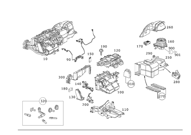 2308300360 - Heating and Ventilation: Heater Box for Mercedes-Benz: SL500, SL55 AMG, SL550, SL600, SL63 AMG, SL65 AMG Image image