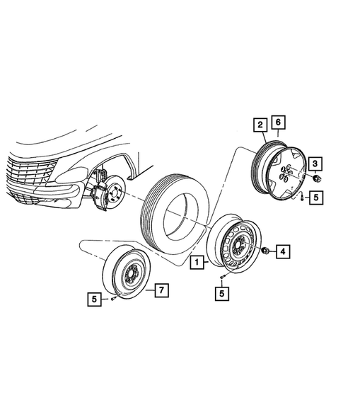 Wheels, Tires and Hardware for 2008 Chrysler PT Cruiser #0