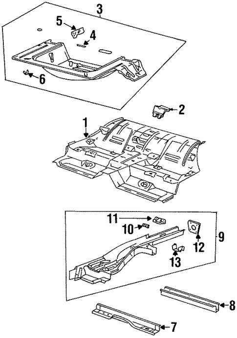 Rear Floor & Rails for 1998 Saturn SW2 #0
