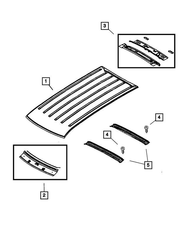 « 55135523AH – Body Sheet Metal Except Doors : Panneau Pavillon, Arrière pour Mopar Image »