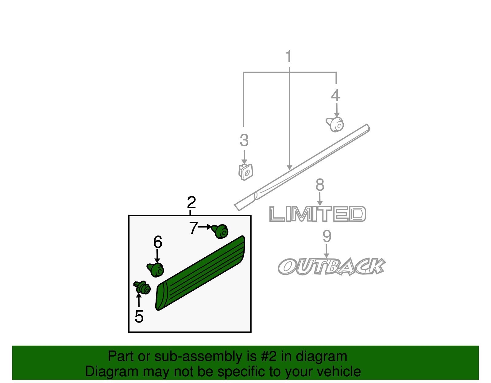 91112AE72ANN 20002004 Subaru Outback Side Molding OEM Subaru
