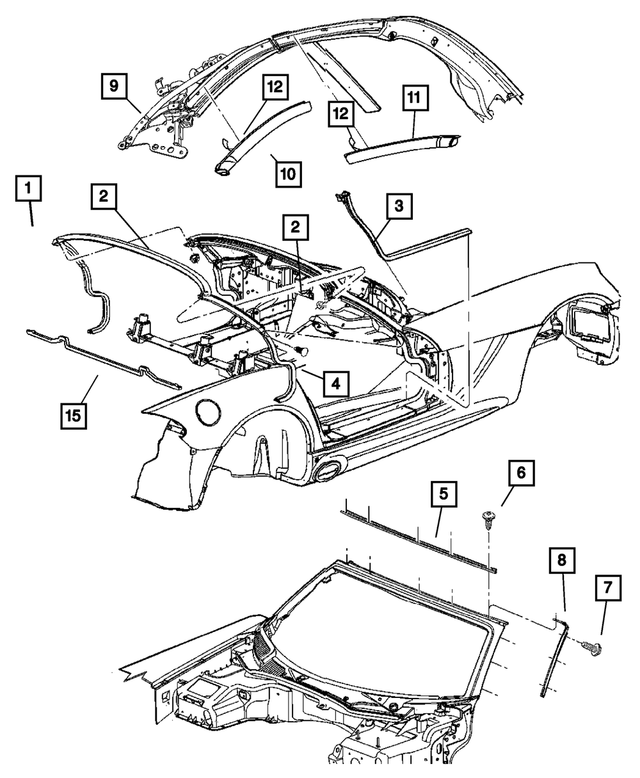 4865561AF - : Header And A Pillar Weatherstrip for Mopar Image