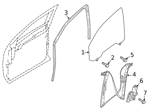 Glass - Front Door for 2018 Nissan TITAN XD #1