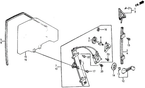 Front Door Window for 1984 Honda Wagovan #0