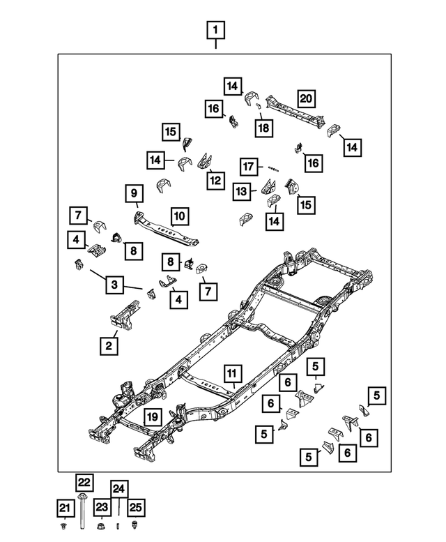 68525097AA - Frame, Bumper and Fascia: Chassis Frame for Mopar Image
